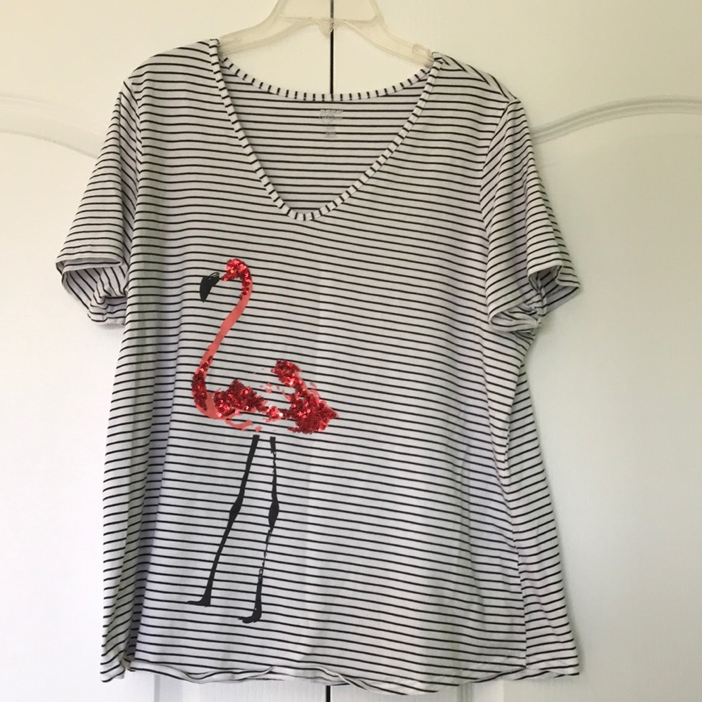 Striped flamingo tee